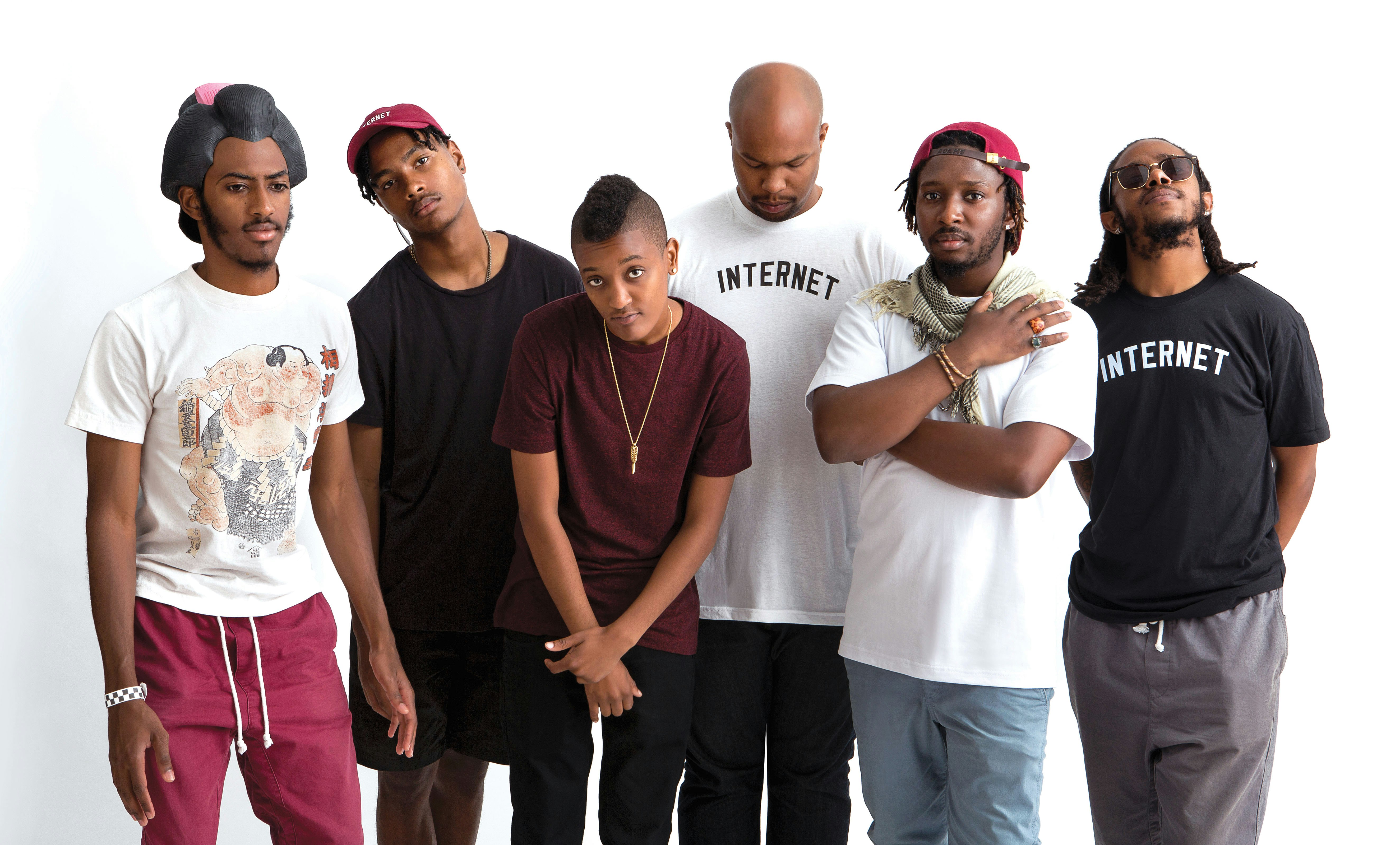 The Internet: (left to right) Jameel Bruner, Steve Lacy, Syd “Tha Kyd” Bennet, Matt “Martians” Martin, Patrick Paige II, and Christopher Smith.